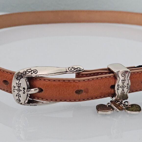 Brighton Belt Brown Leather w/ Silver Enamel Inspiring Heart Charms - Picture 1 of 16